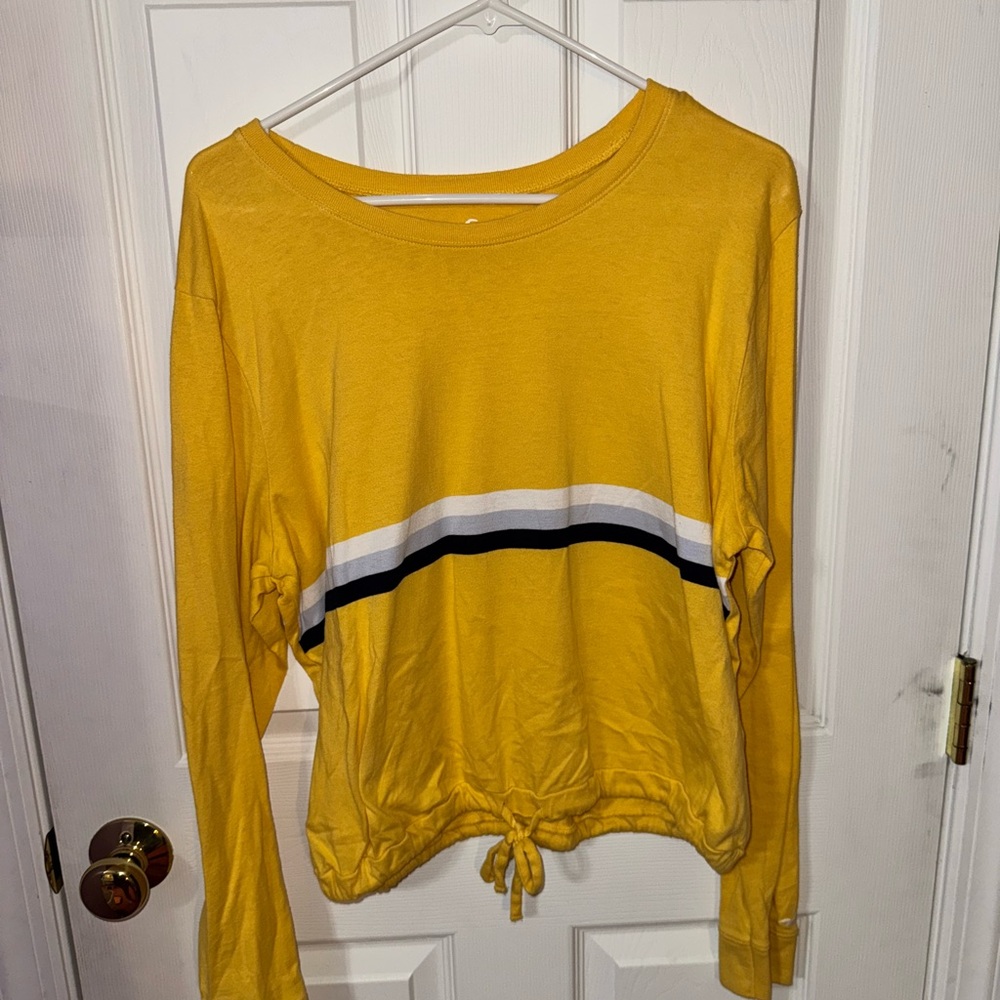 Hollister Yellow Long Sleeve Top with Stripes